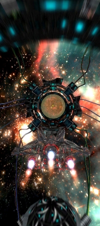 Actually drifting ambiguously in space would feel a bit more cohesive.